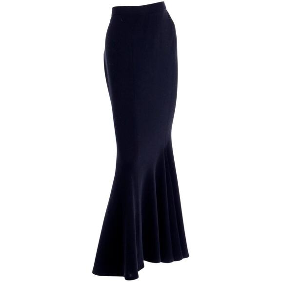 Isaac Mizrahi Dresses & Skirts - Vintage 90s Isaac Mizrahi Black Wool Stretch Long Mermaid Maxi Skirt size 6